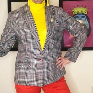 Vintage 1970s Mod Blazer by Cos Cob red and blue